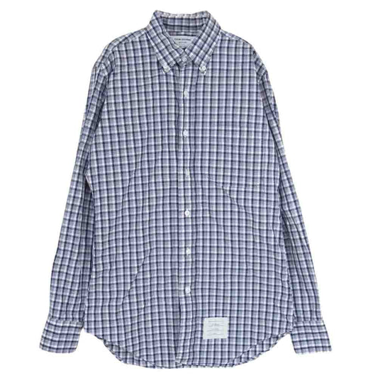 THOM BROWNE トムブラウン 国内正規品 BD オックスフォード ボタンダウン チェック 長袖 シャツ ブルー系 1【中古】