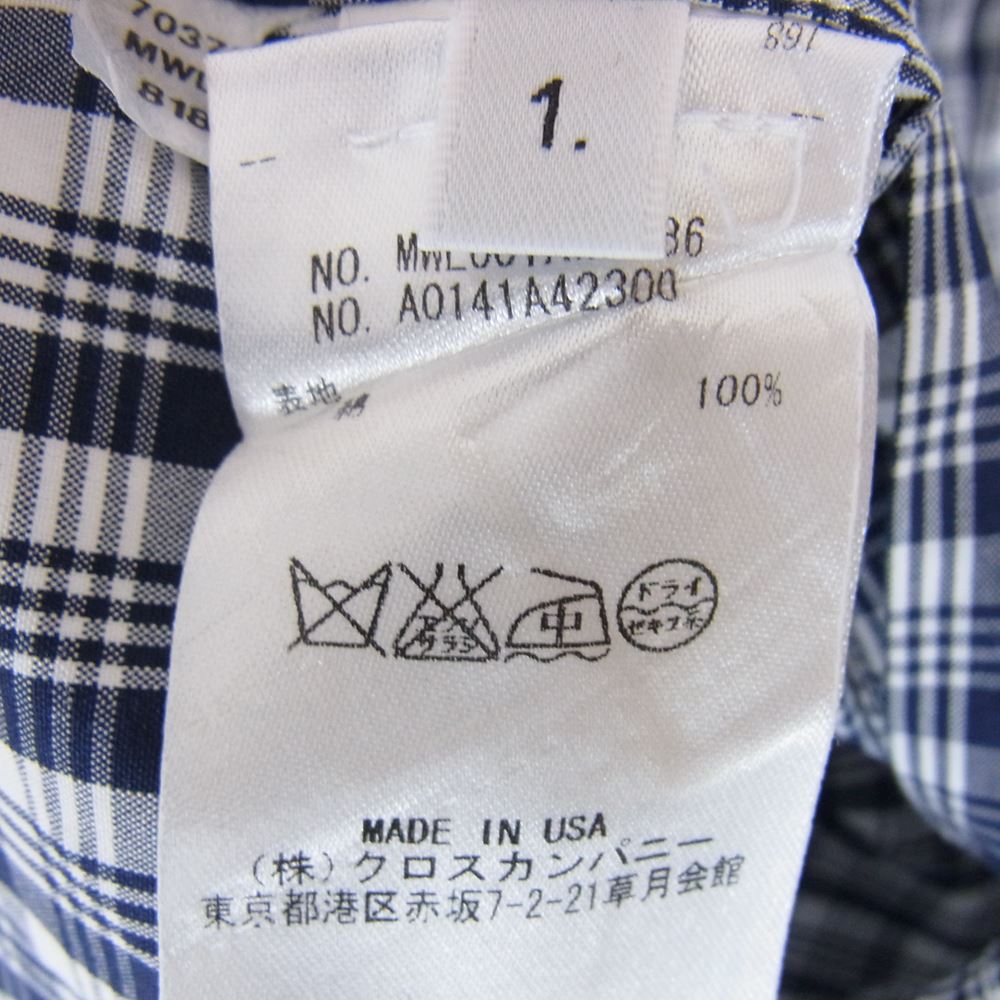 【美品】トムブラウン　半袖　チェック　ボタンダウンシャツ　サイズ2