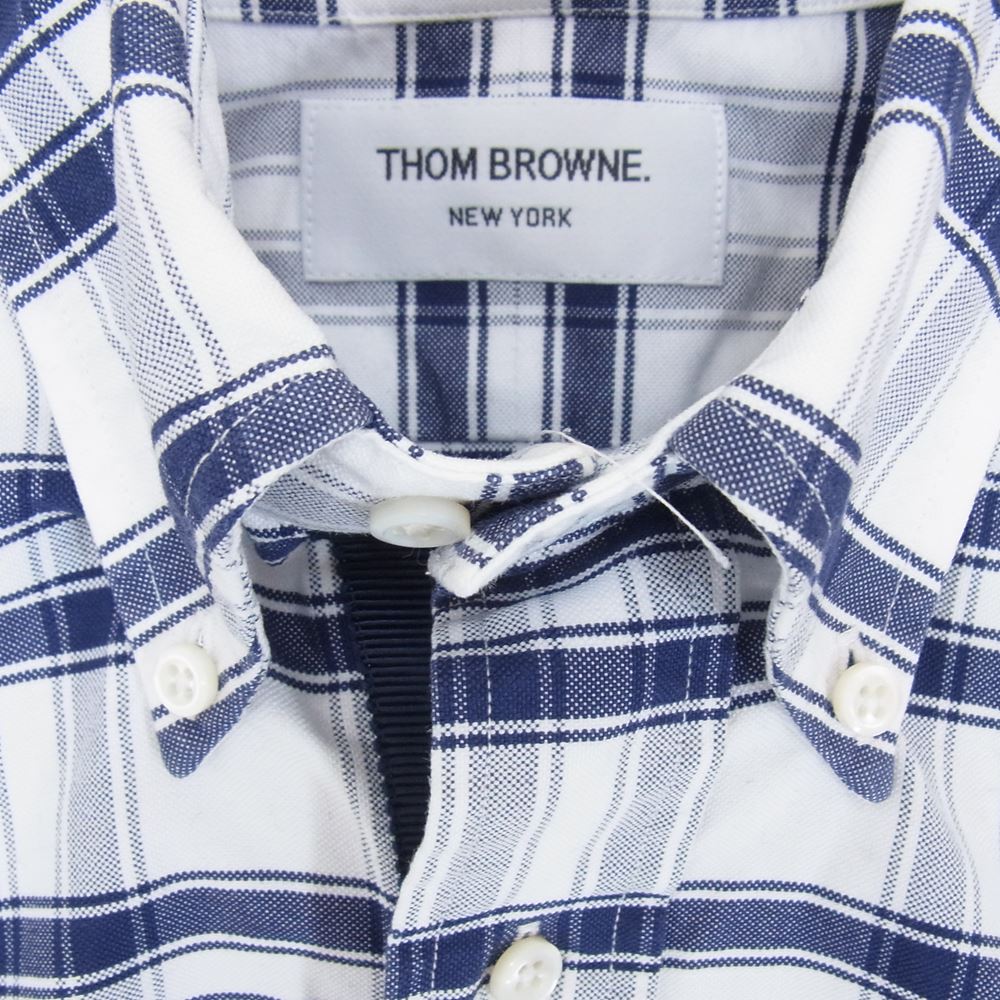 THOM BROWNE トムブラウン BD オックスフォード ボタンダウン チェック 長袖 シャツ ブルー系 1【中古】