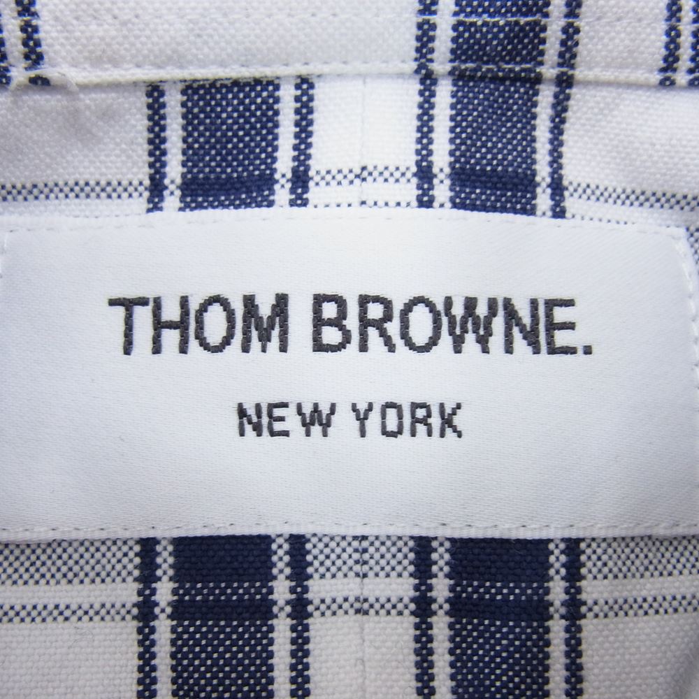 THOM BROWNE トムブラウン BD オックスフォード ボタンダウン チェック 長袖 シャツ ブルー系 1【中古】