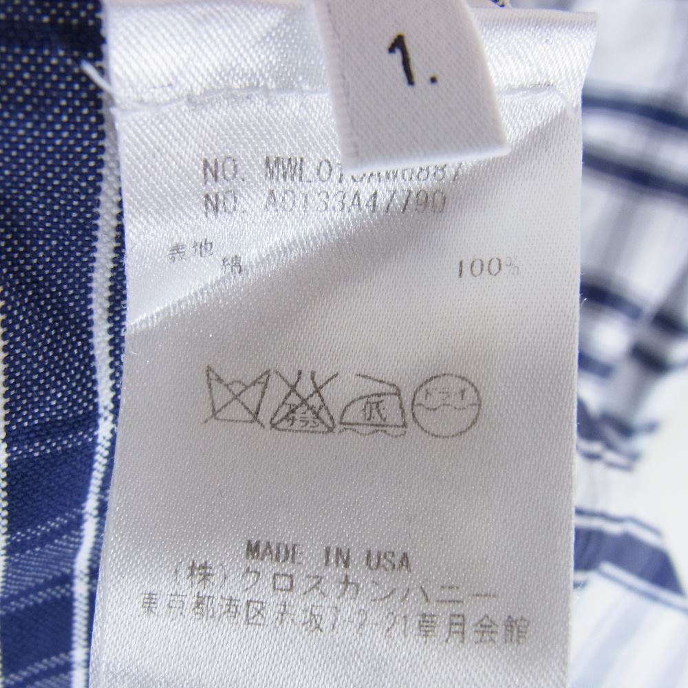 THOM BROWNE トムブラウン BD オックスフォード ボタンダウン チェック 長袖 シャツ ブルー系 1【中古】