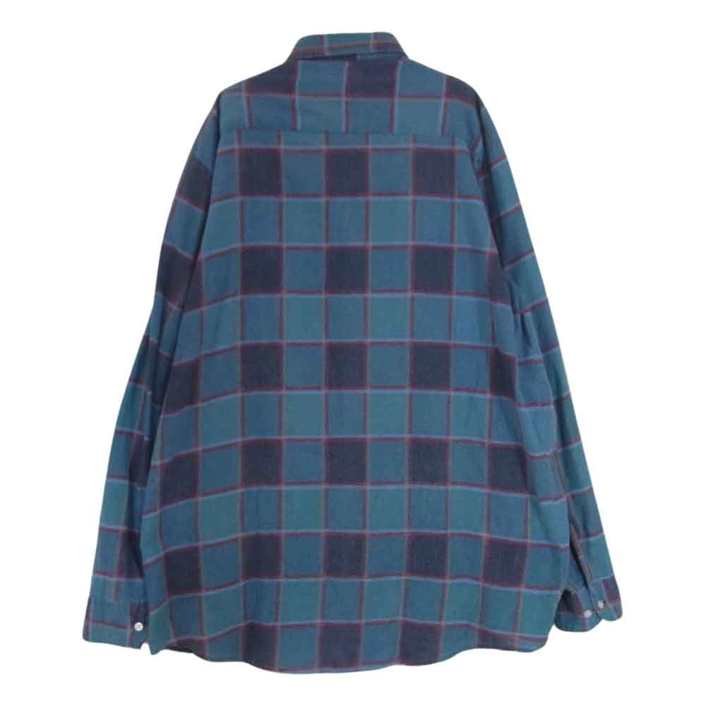 リビルドバイニ－ドルズ Flannel Shirt Ribbon Wide フランネル シャツ リボーン ワイド 再構築 リメイク 長袖シャツ  グリーン系 M【中古】