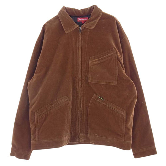 Supreme シュプリーム 20AW Velvet Work Jacket ベルベット ベロア ワーク ジャケット ブラウン系 L【極上美品】【中古】