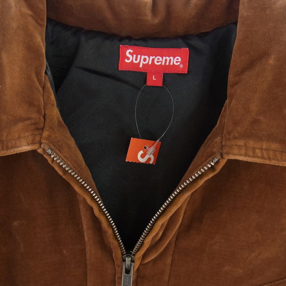 Supreme シュプリーム 20AW Velvet Work Jacket ベルベット ベロア ワーク ジャケット ブラウン系 L【極上美品】【中古】