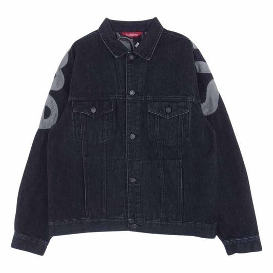 Supreme シュプリーム 22SS Inset Logo Denim Trucker Jacket デニムジャケット ブラック L【新古品】【未使用】【中古】