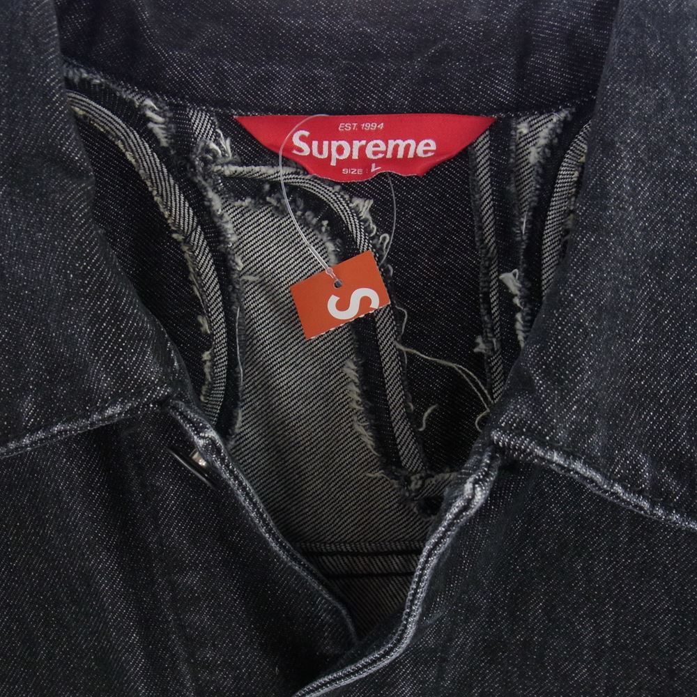Supreme シュプリーム 22SS Inset Logo Denim Trucker Jacket デニムジャケット ブラック L【新古品】【未使用】【中古】