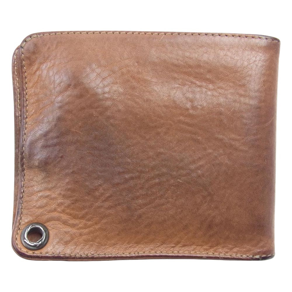 CHROME HEARTS クロムハーツ（原本無） 1SNAP クロスボールボタン 1スナップ ウォレット 二つ折り財布 ブラウン系【中古】