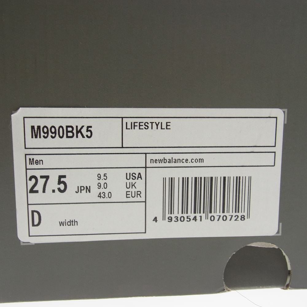 NEW BALANCE ニューバランス M990BK5 スエード ローカットスニーカー ブラック系 27.5cm【中古】