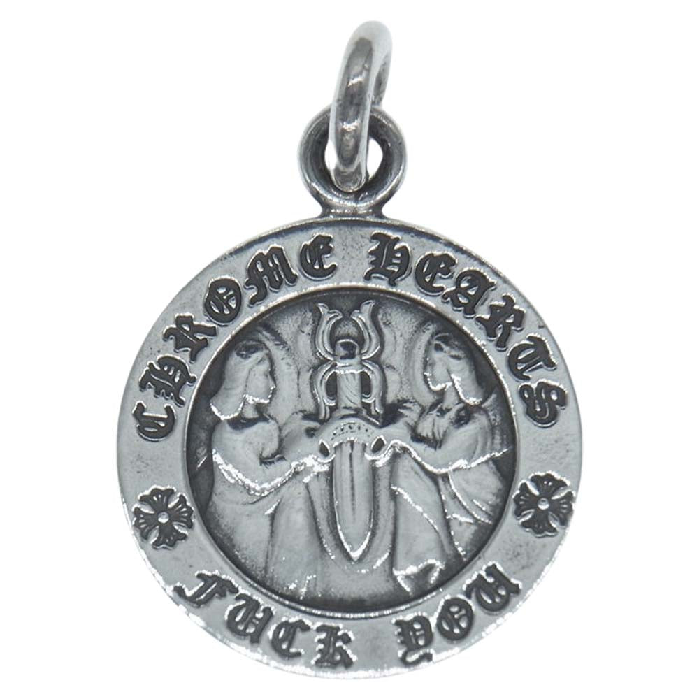 CHROME HEARTS クロムハーツ（原本無） ANGL MDL V1 FK YOU エンジェル メダル チャーム ペンダントトップ シルバー系【中古】