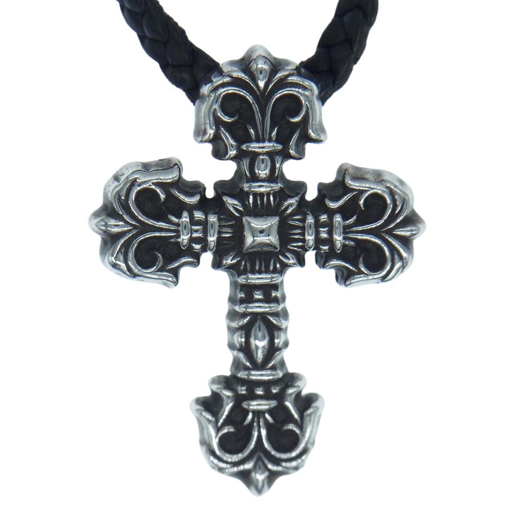 CHROME HEARTS クロムハーツ（原本無） FILIG CROSS-XSM LB フィリグリー クロス XS wレザーブレイド シルバー ペンダント ネックレス シルバー系【中古】