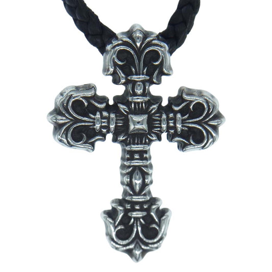 CHROME HEARTS クロムハーツ（原本無） FILIG CROSS-XSM LB フィリグリー クロス XS wレザーブレイド シルバー ペンダント ネックレス シルバー系【中古】