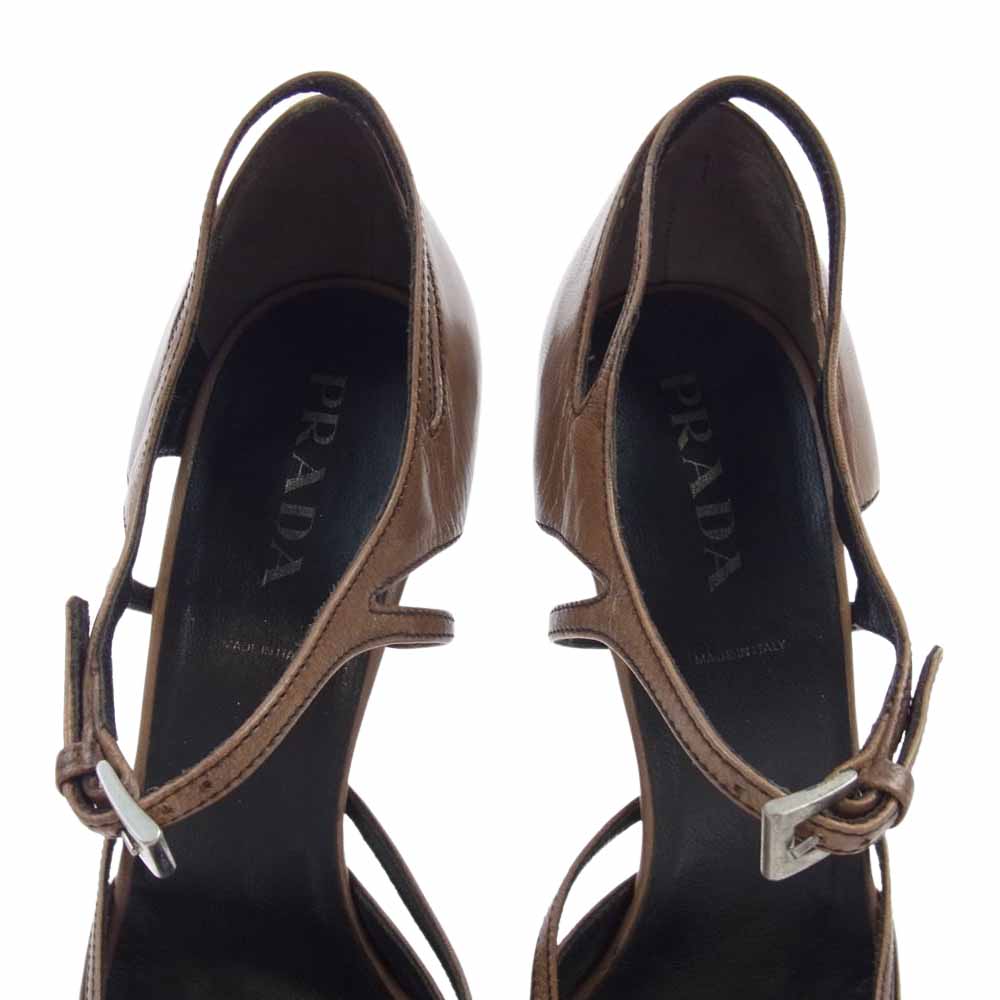 PRADA プラダ ストラップ ハイヒール ブラウン系 38【中古】