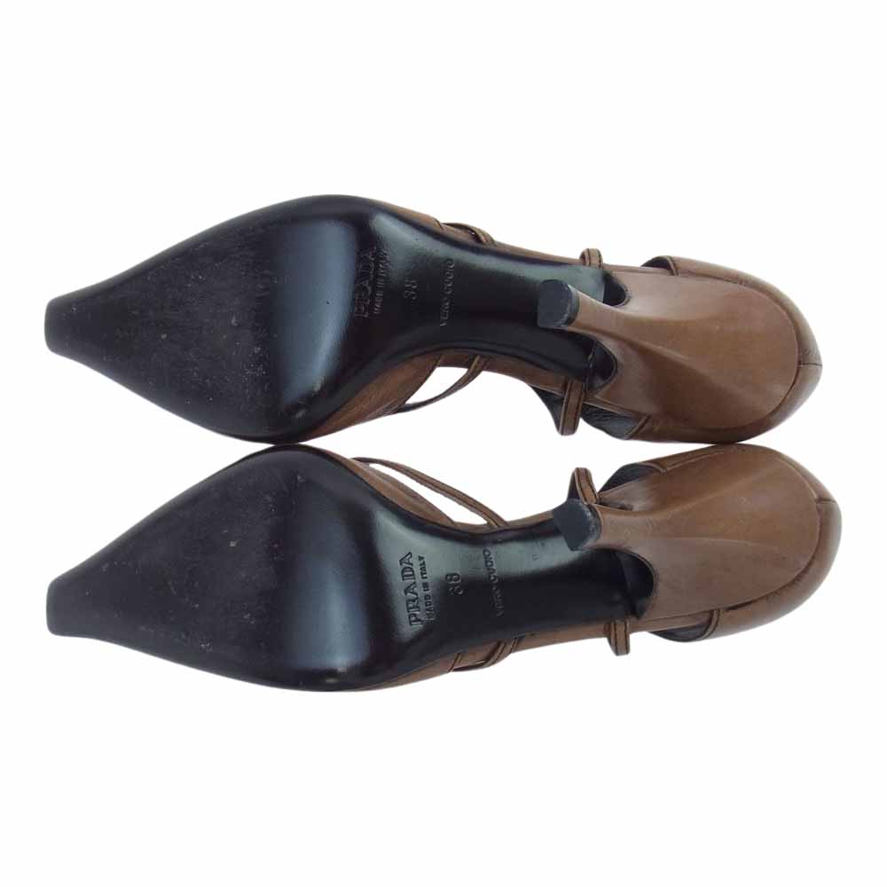PRADA プラダ ストラップ ハイヒール ブラウン系 38【中古】