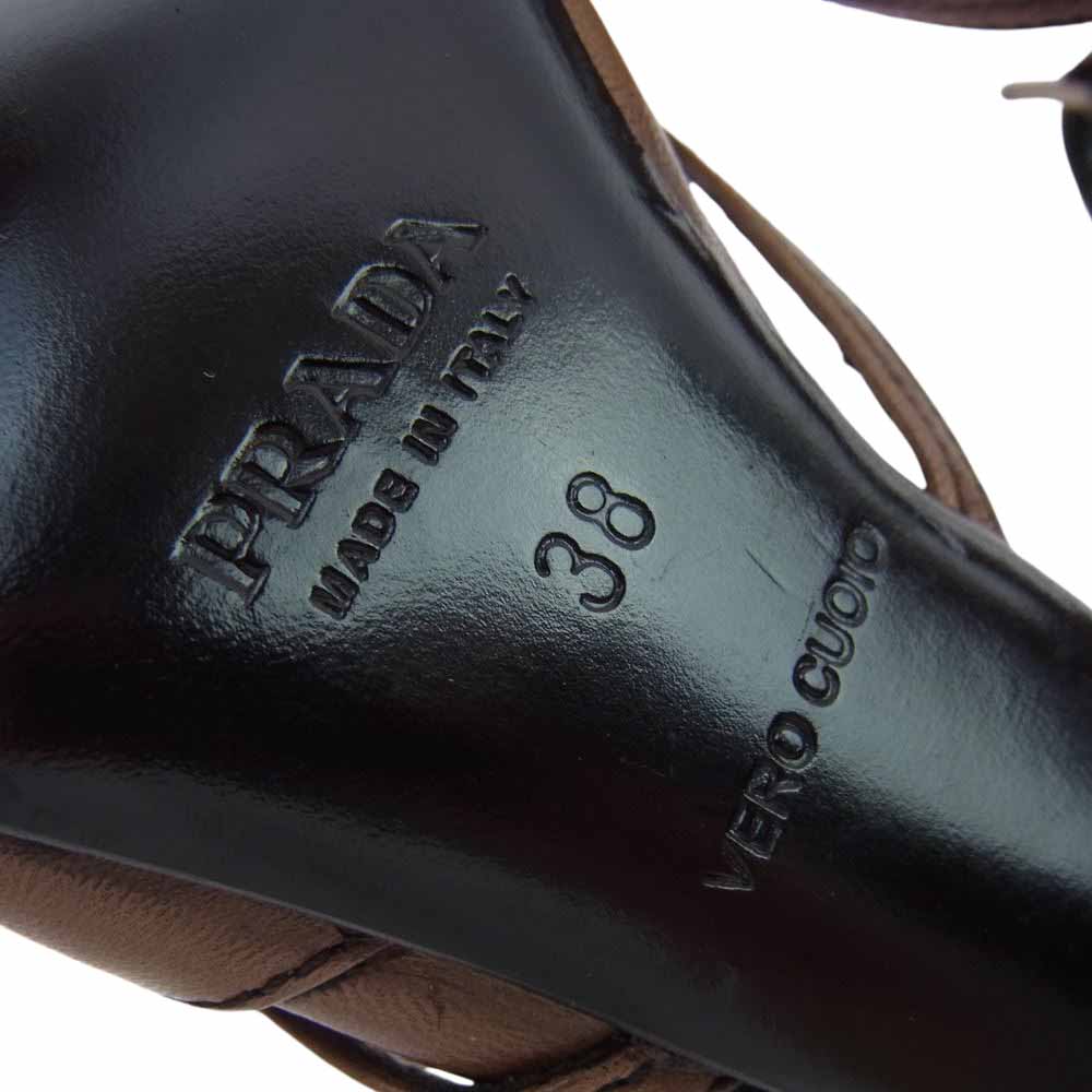 PRADA プラダ ストラップ ハイヒール ブラウン系 38【中古】