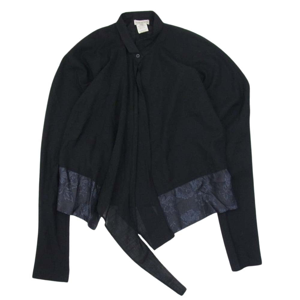 DRIES VAN NOTEN ドリスヴァンノッテン フラワー柄切替 変形 長袖 シャツ ブラック系 42【中古】