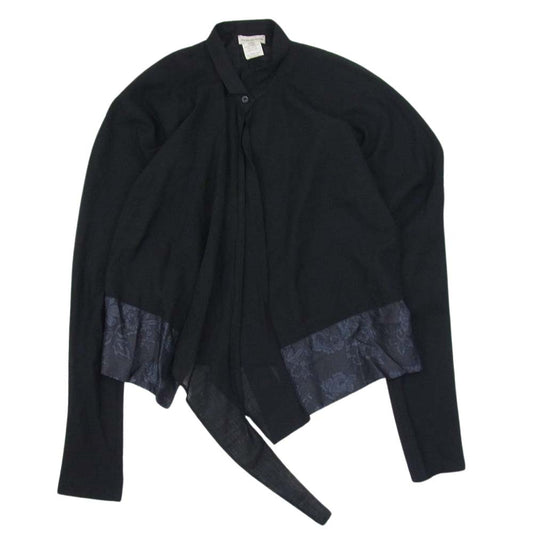 DRIES VAN NOTEN ドリスヴァンノッテン フラワー柄切替 変形 長袖 シャツ ブラック系 42【中古】