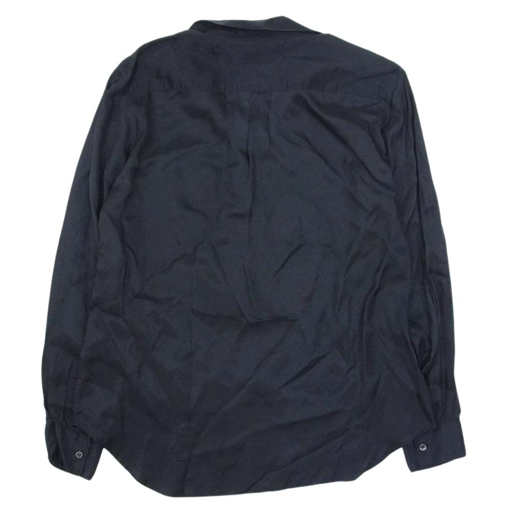 COMME des GARCONS コムデギャルソン S5B049 コムコム フランス製 丸襟 キュプラ 長袖 シャツ ブラック系 M【中古】