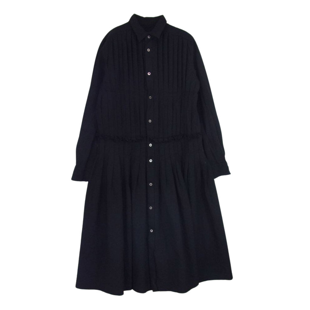 COMME des GARCONS コムデギャルソン AD2006 RS-O002  コムコム ポリ製品染め加工 プリーツ ギャザー シャツ ワンピース ブラック系 S【中古】