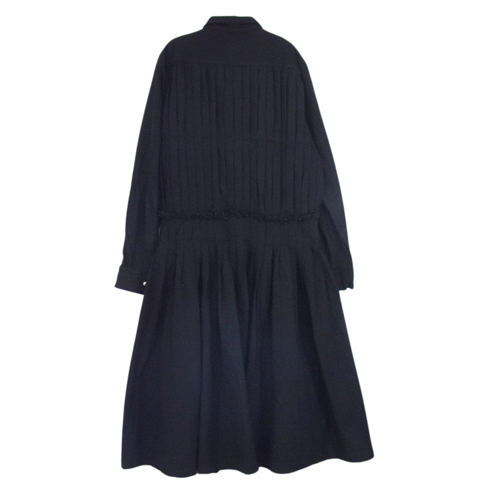 COMME des GARCONS コムデギャルソン AD2006 RS-O002  コムコム ポリ製品染め加工 プリーツ ギャザー シャツ ワンピース ブラック系 S【中古】