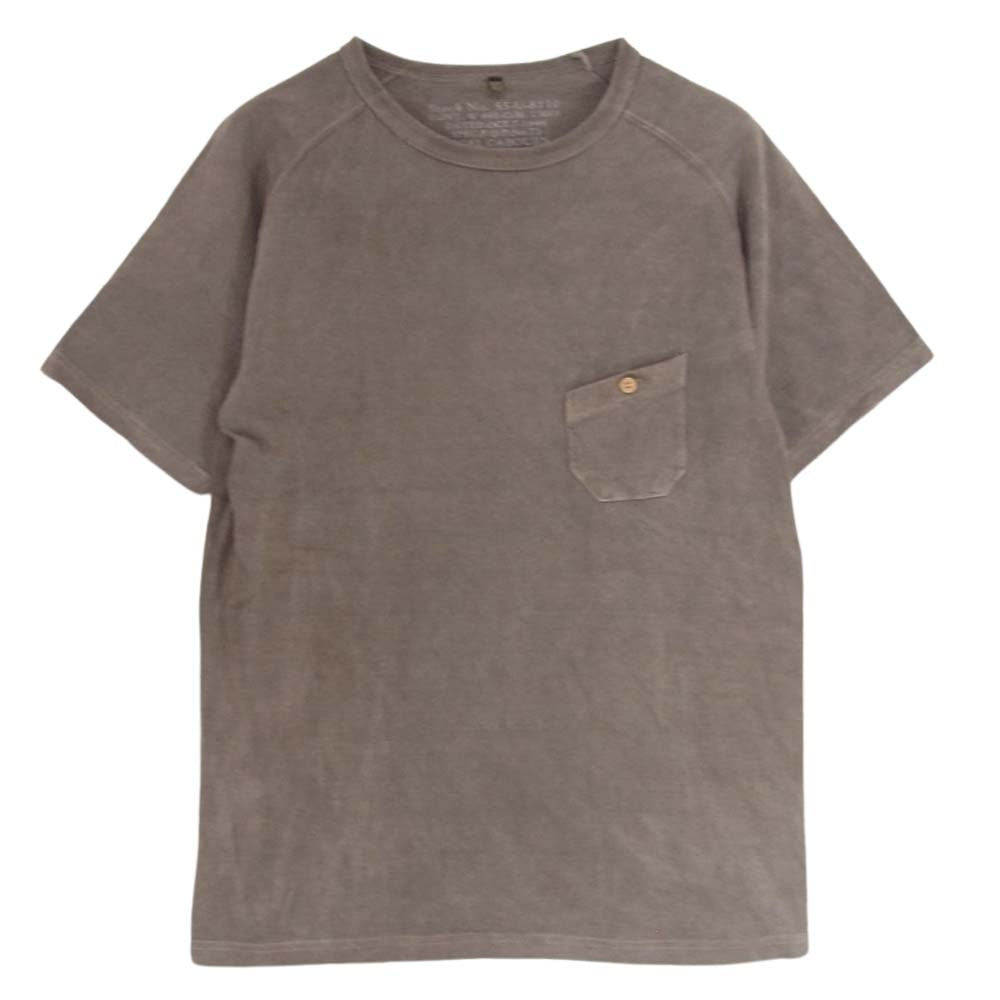Nigel Cabourn ナイジェルケーボン 55-U-8110 ウッドボタン ポケット Tシャツ クルーネック ブラウン系 46【中古】