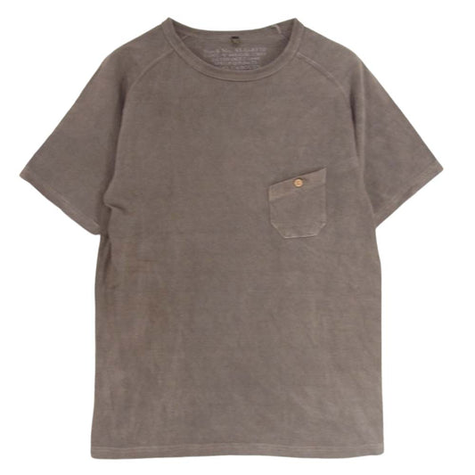 Nigel Cabourn ナイジェルケーボン 55-U-8110 ウッドボタン ポケット Tシャツ クルーネック ブラウン系 46【中古】
