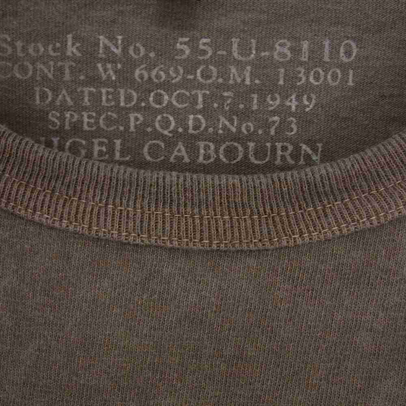 Nigel Cabourn ナイジェルケーボン 55-U-8110 ウッドボタン ポケット Tシャツ クルーネック ブラウン系 46【中古】