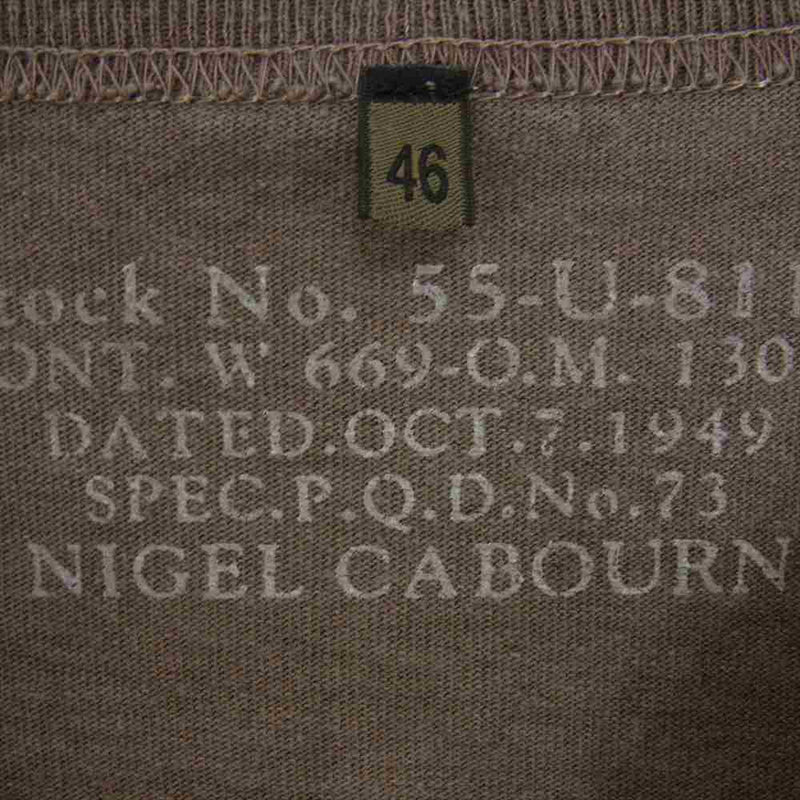 Nigel Cabourn ナイジェルケーボン 55-U-8110 ウッドボタン ポケット Tシャツ クルーネック ブラウン系 46【中古】
