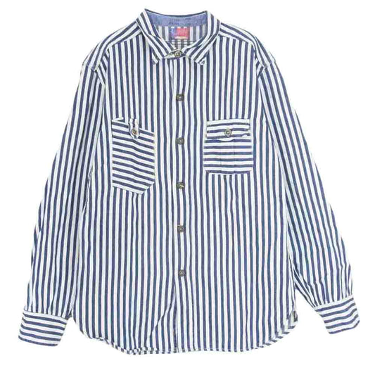 SUGAR CANE シュガーケーン × mister freedom ミスターフリーダム ストライプ ワークシャツ ブルー系 S【中古】