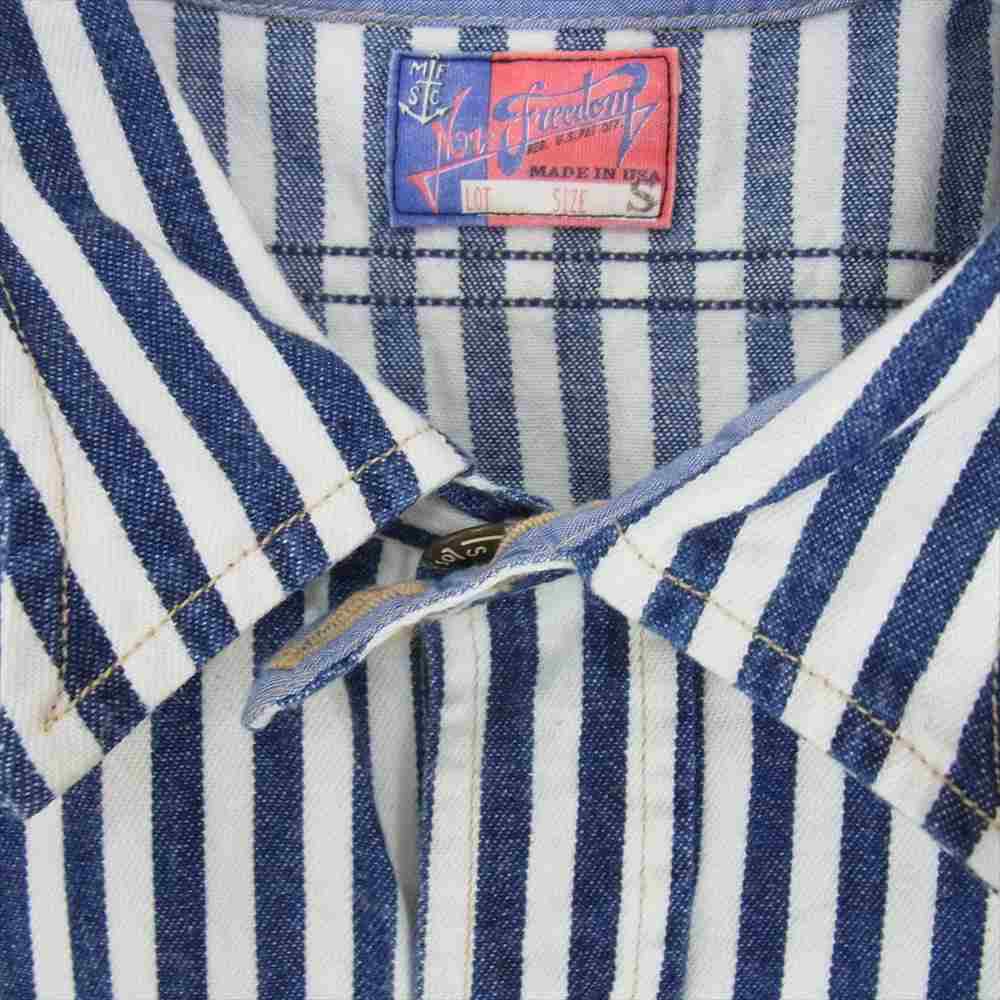 SUGAR CANE シュガーケーン × mister freedom ミスターフリーダム ストライプ ワークシャツ ブルー系 S【中古】
