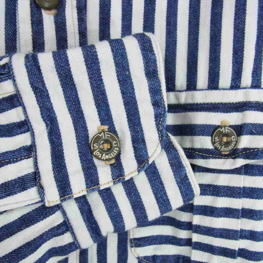 SUGAR CANE シュガーケーン × mister freedom ミスターフリーダム ストライプ ワークシャツ ブルー系 S【中古】