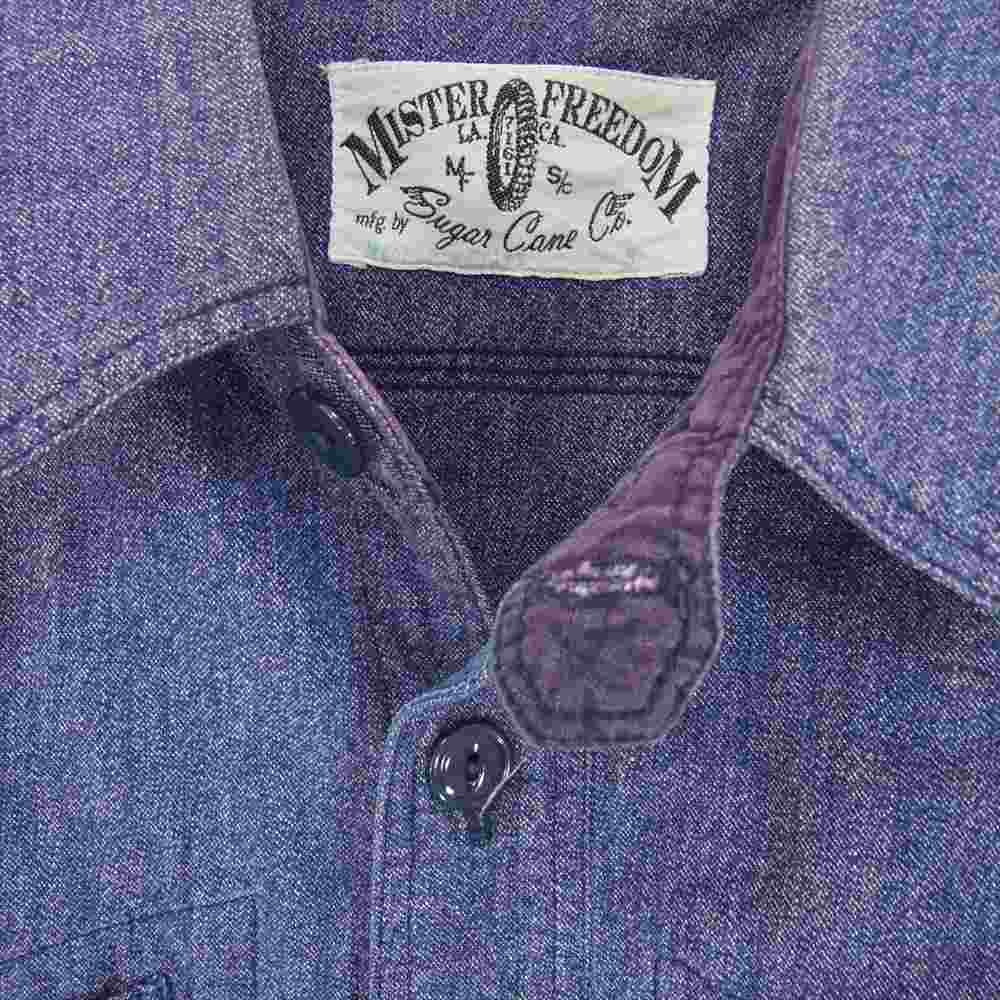 SUGAR CANE シュガーケーン × mister freedom ミスターフリーダム プルオーバー シャツ ブルー系 S【中古】
