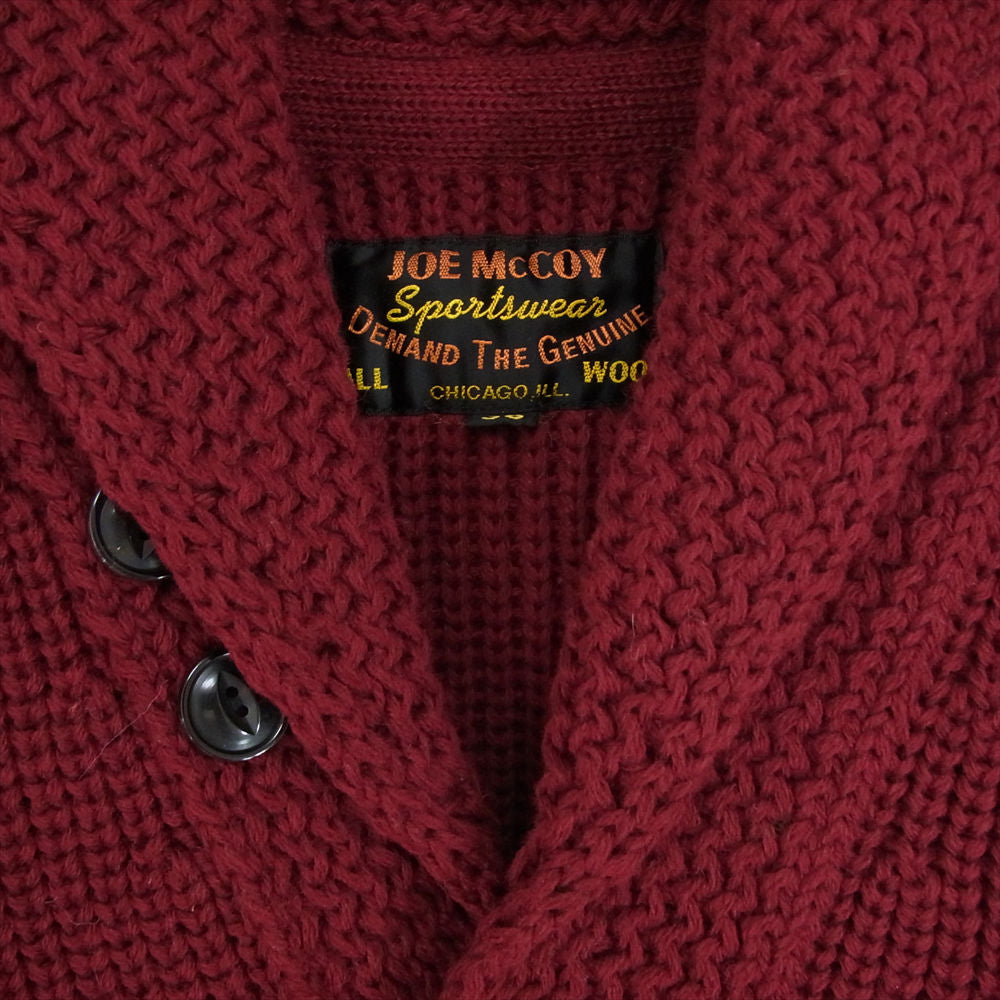 The REAL McCOY'S ザリアルマッコイズ JOE McCOY SHAWL COLLAR CARDIGAN ショールカラー ニット カーディガン エンジ系 38【美品】【中古】