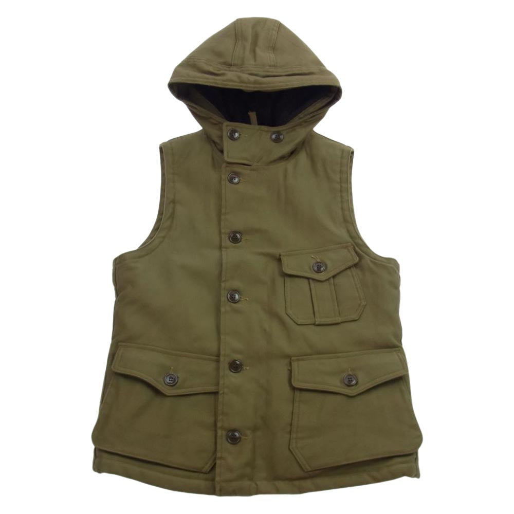 FREEWHEELERS フリーホイーラーズ Air Crew Attached Hood Vest 40s 50s シビリアン ミリタリースタイル ベスト カーキ系 36【中古】