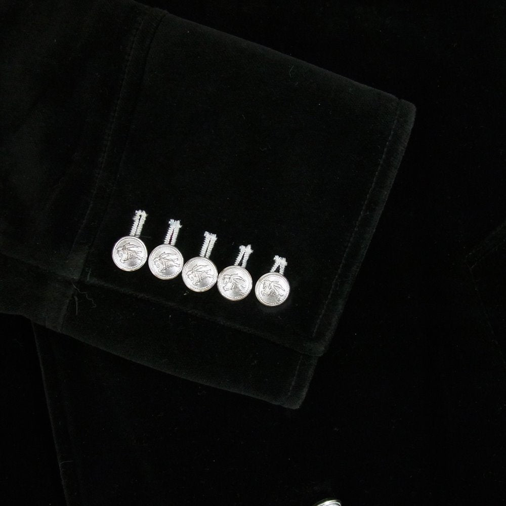 BURBERRY BLACK LABEL バーバリーブラックレーベル ベロア メタルボタン Pコート ピーコート ブラック系 L【中古】
