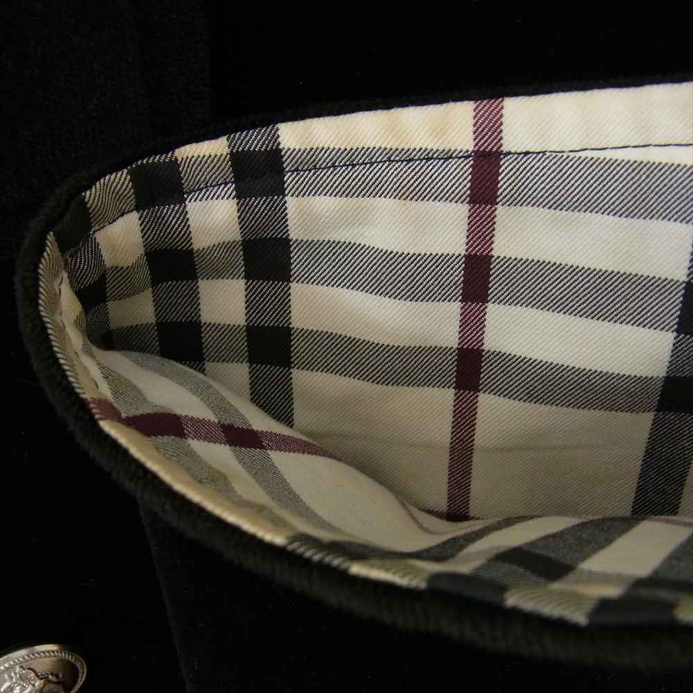 BURBERRY BLACK LABEL バーバリーブラックレーベル ベロア メタルボタン Pコート ピーコート ブラック系 L【中古】