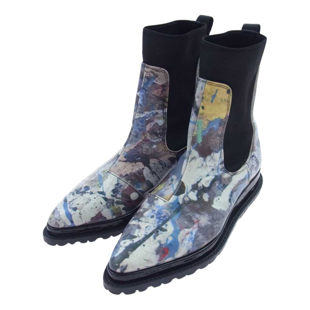 Sacai サカイ 19AW 19-04789 Jackson Pollock Studio ジャクソン ポロック 総柄 プリント サイドゴアブーツ ブラック系 マルチカラー系 COL.926 38【美品】【中古】