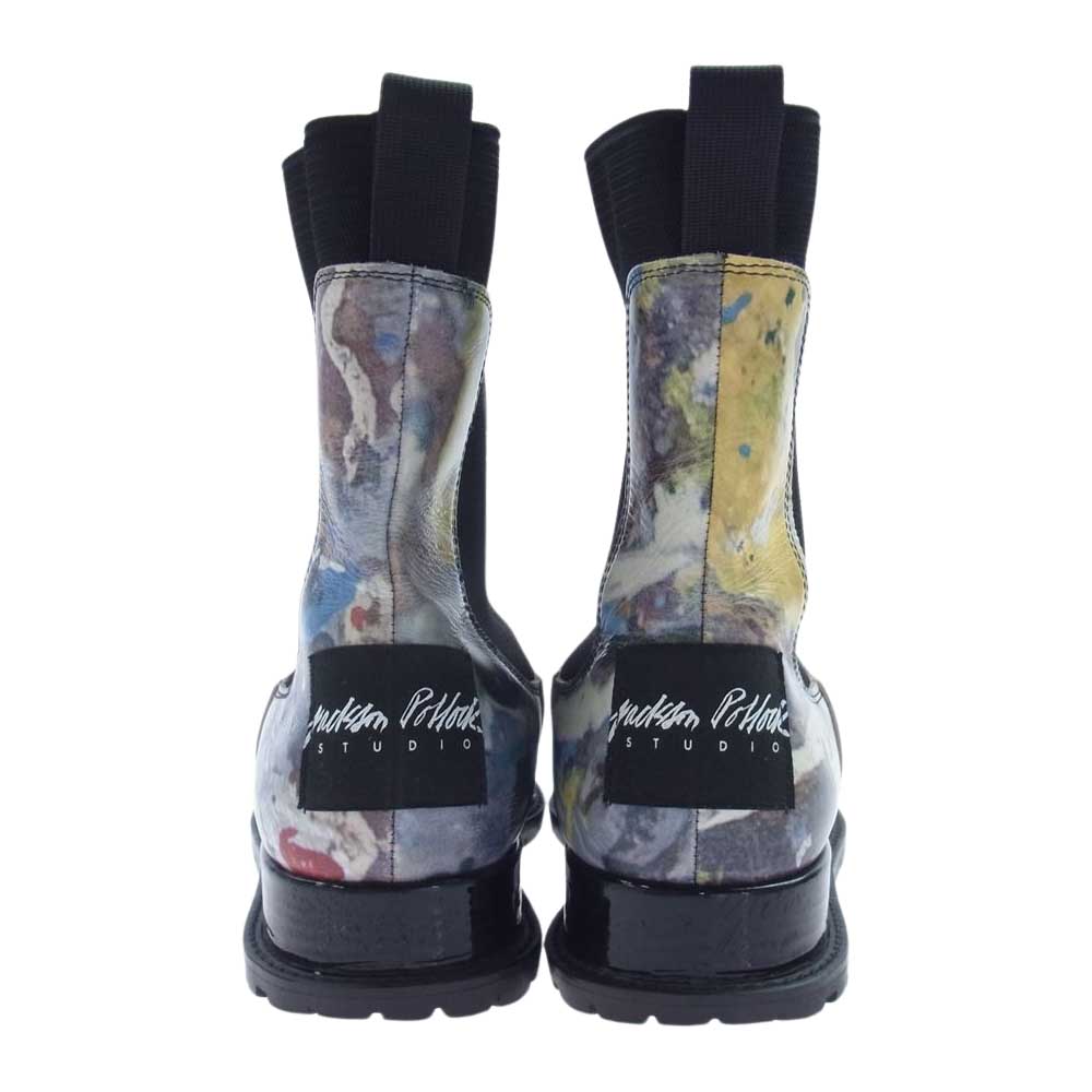 Sacai サカイ 19AW 19-04789 Jackson Pollock Studio ジャクソン ポロック 総柄 プリント サイドゴアブーツ ブラック系 マルチカラー系 COL.926 38【美品】【中古】