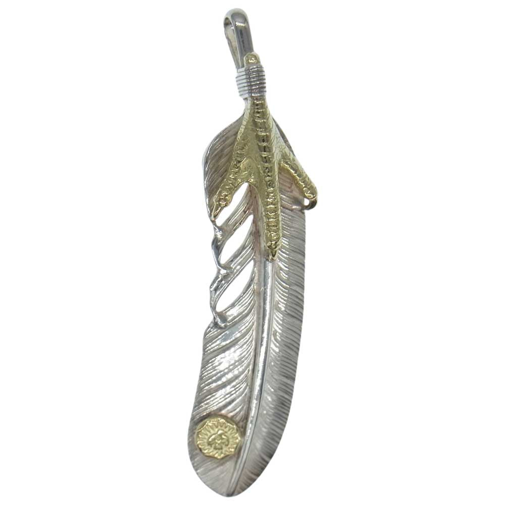 WINGROCK ウィングロック 18K 金爪 金メタル付き フェザー L ペンダントトップ  シルバー系 ゴールド系【美品】【中古】