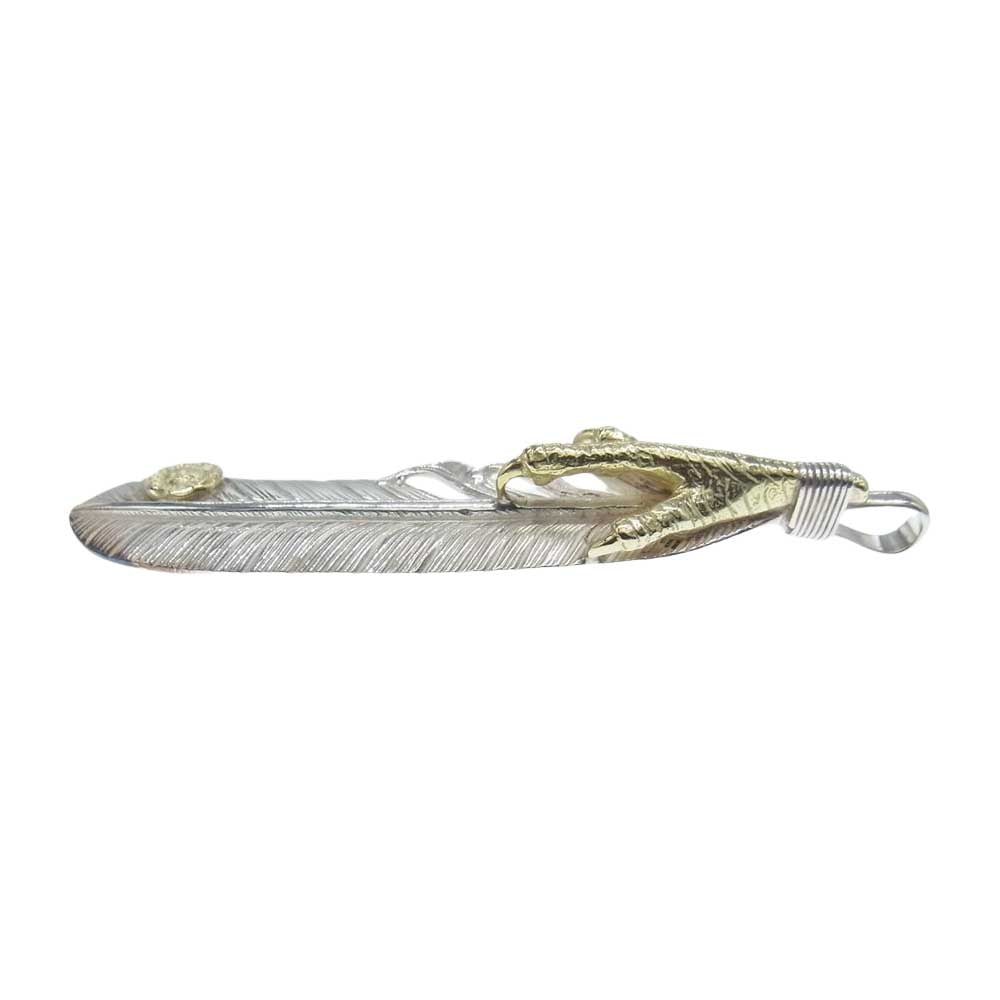 WINGROCK ウィングロック 18K 金爪 金メタル付き フェザー L ペンダントトップ  シルバー系 ゴールド系【美品】【中古】
