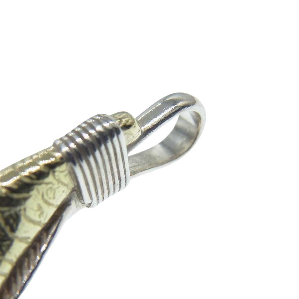 WINGROCK ウィングロック 18K 金爪 金メタル付き フェザー L ペンダントトップ  シルバー系 ゴールド系【美品】【中古】
