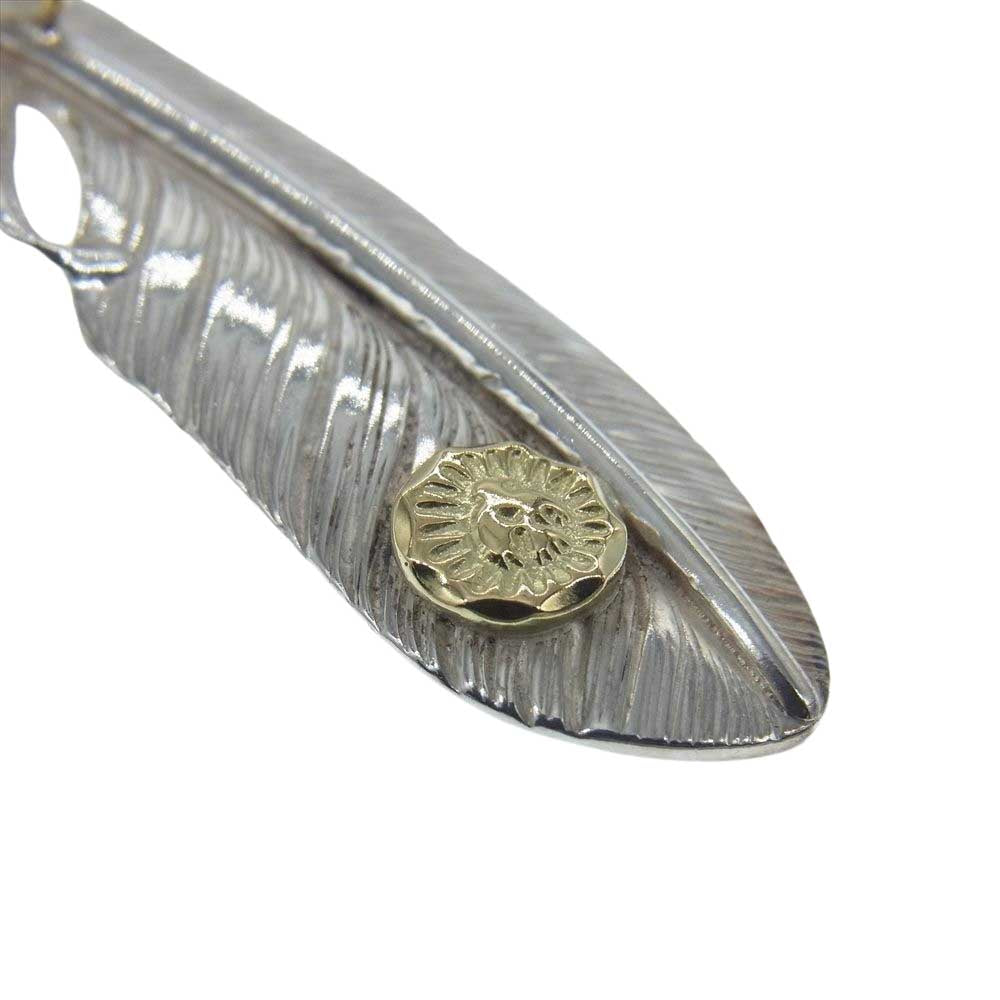 ウイングロック　別注爪金フェザー18kポイント付き　18kトップネックレス WINGROCK ウィングロック 18K 金爪 金メタル付き フェザー L