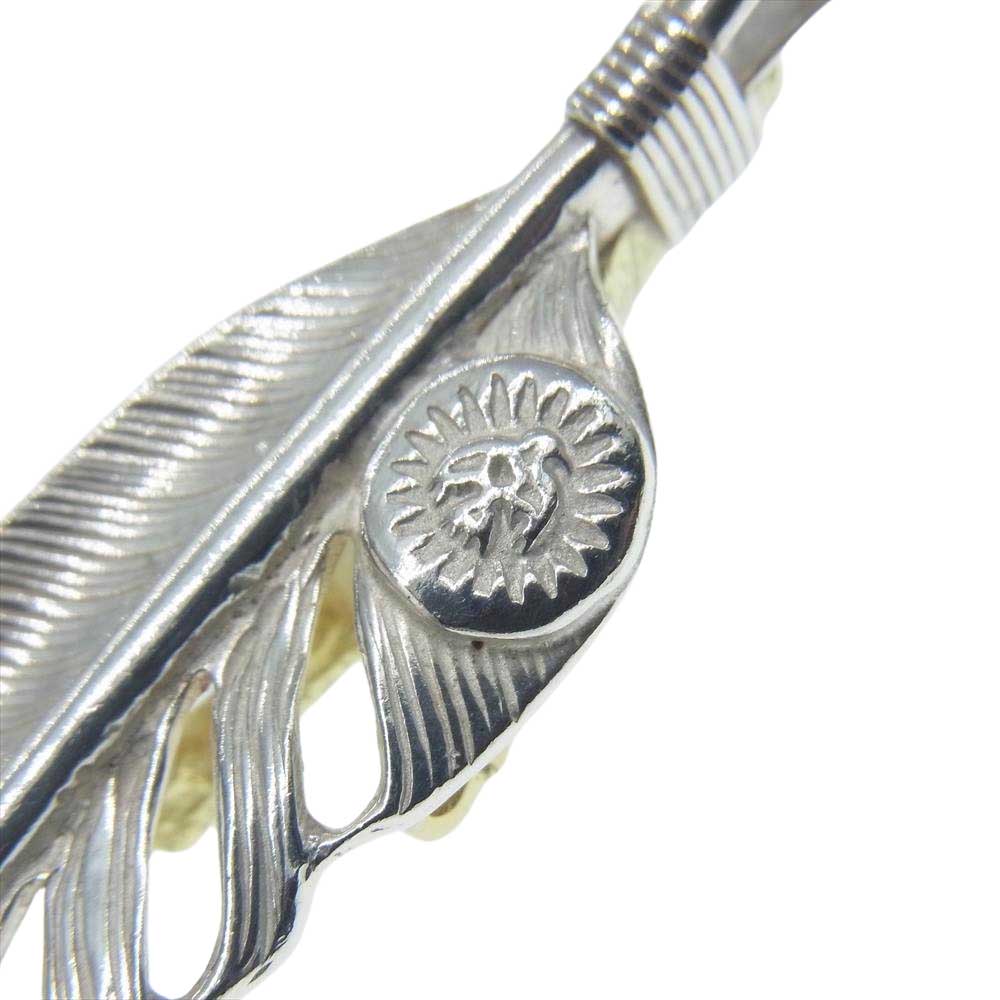 WINGROCK ウィングロック 18K 金爪 金メタル付き フェザー L ペンダントトップ  シルバー系 ゴールド系【美品】【中古】