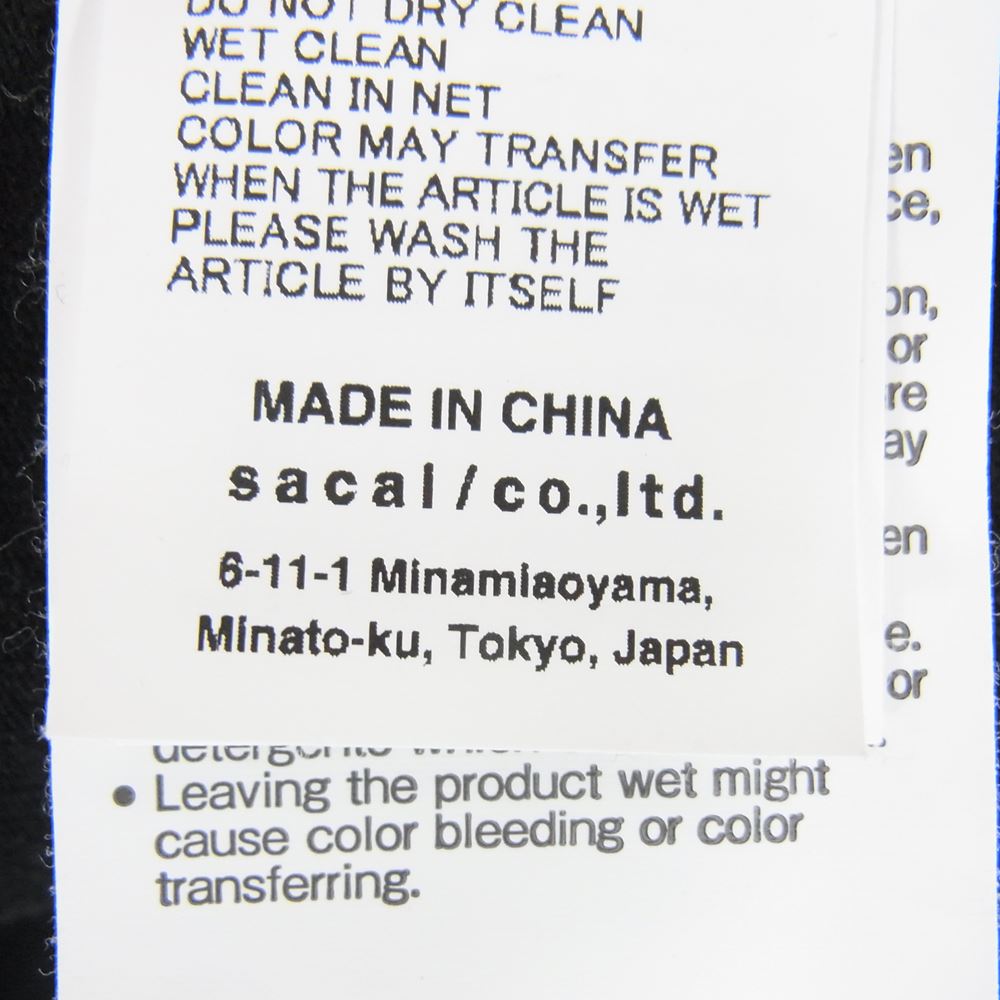 Sacai サカイ 22-0409S MADSAKI Flock Print T-Shirt マッドサキ フロック プリント 半袖 Tシャツ ブラック系 3【中古】