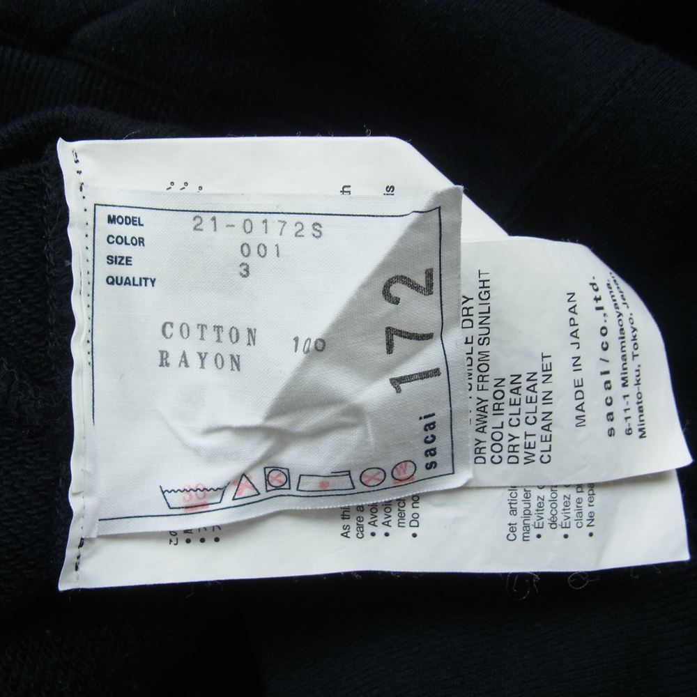 Sacai サカイ 21SS 21-0172S Hank Willis Thomas Archive Mix Hoodie ハンク・ウィリス・トーマス アーカイブミックス パーカー ブラック系 3【中古】