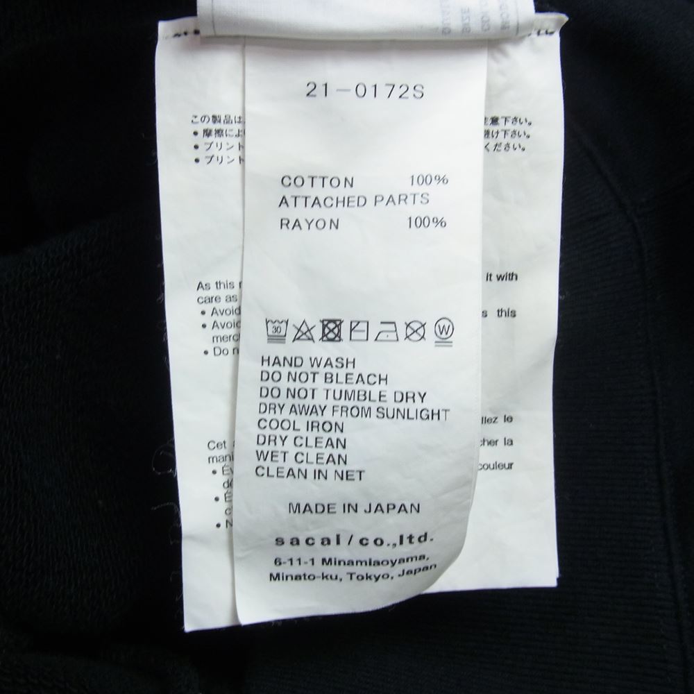 Sacai サカイ 21SS 21-0172S Hank Willis Thomas Archive Mix Hoodie ハンク・ウィリス・トーマス アーカイブミックス パーカー ブラック系 3【中古】