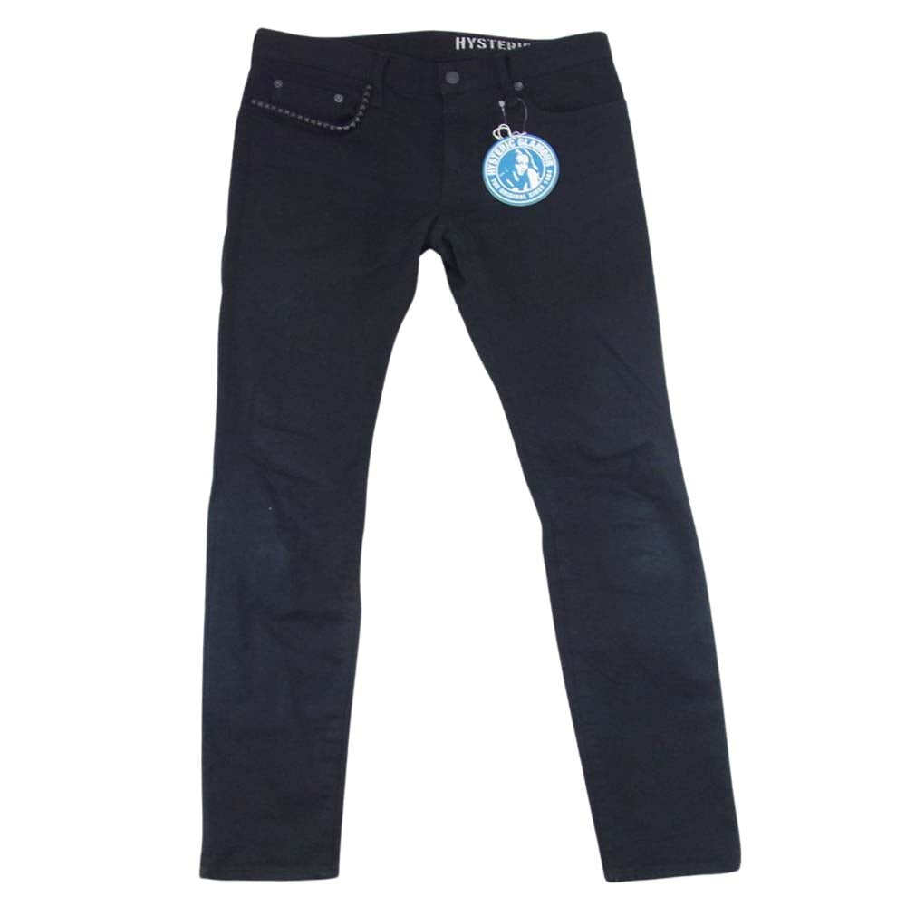 HYSTERIC GLAMOUR ヒステリックグラマー 02213AP16 スタッズ付き ブラック デニム スリム パンツ ブラック系 32【中古】
