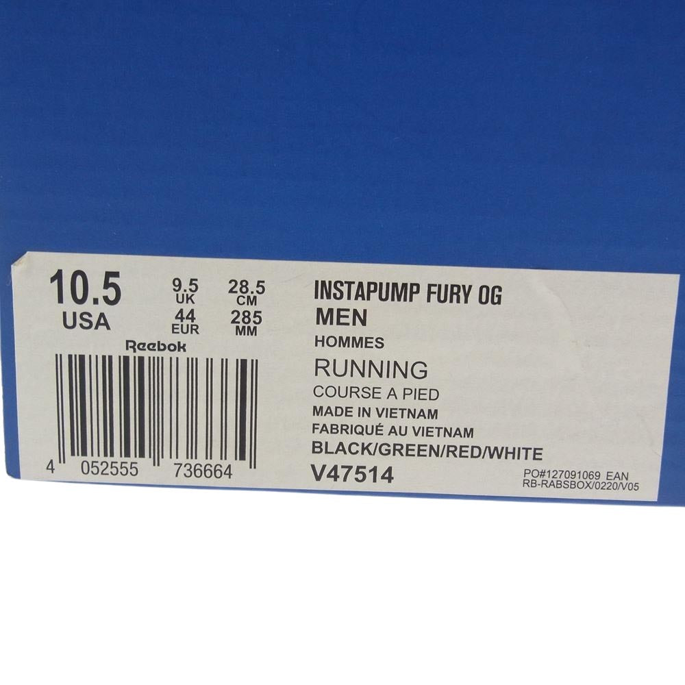 Reebok リーボック V47514 INSTAPUMP FURY OG Citron インスタポンプフューリー シトロン スニーカー イエロー系 ブラック系 28.5cm【美品】【中古】