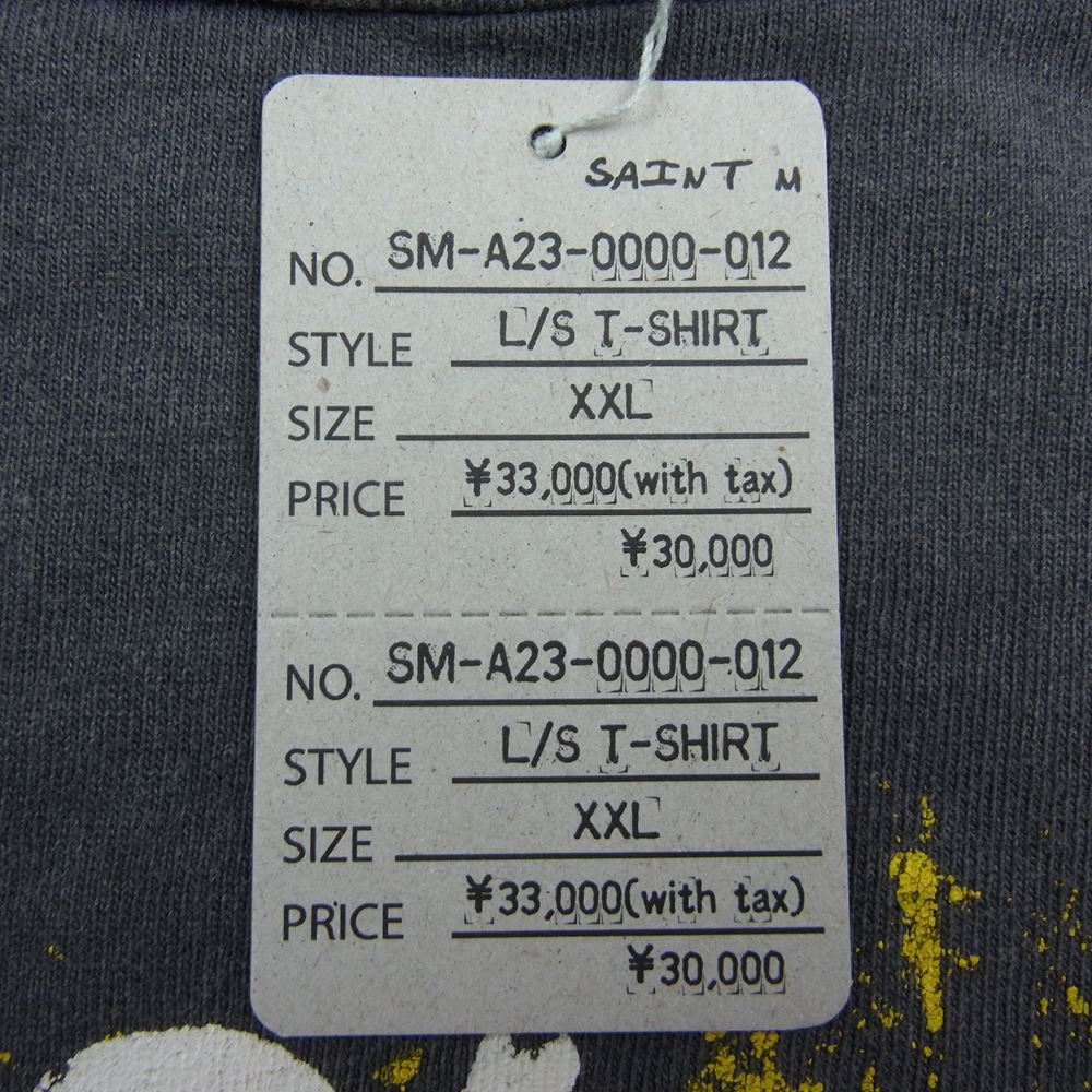 SAINT MICHAEL セントマイケル 23AW SM-A23-0000-012 DREAM WAR LS TEE ヴィンテージ加工 ロングスリーブ 長袖Ｔシャツ  チャコール系 XXL【美品】【中古】