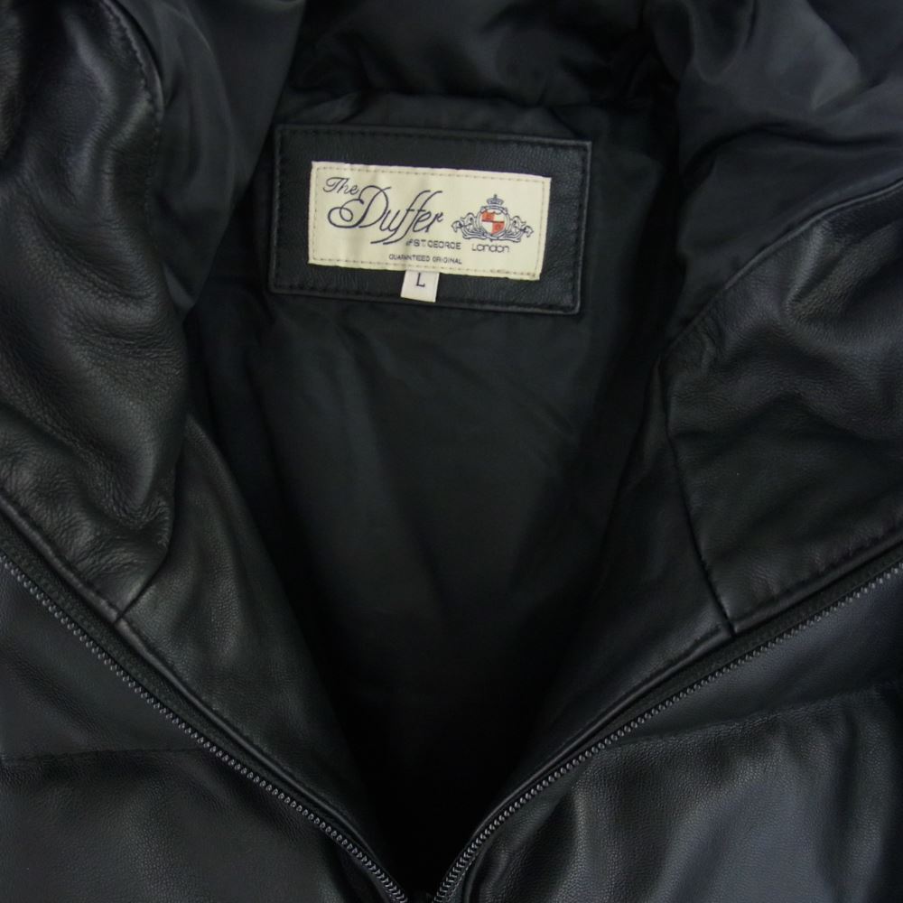 The DUFFER of ST.GEORGE ザダファーオブセントジョージ 羊革 オールレザー ダウンジャケット ブラック系 L【中古】