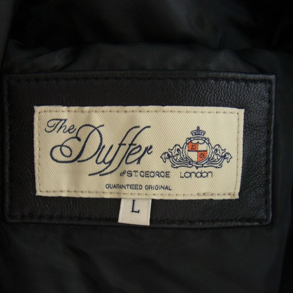 The DUFFER of ST.GEORGE ザダファーオブセントジョージ 羊革 オールレザー ダウンジャケット ブラック系 L【中古】